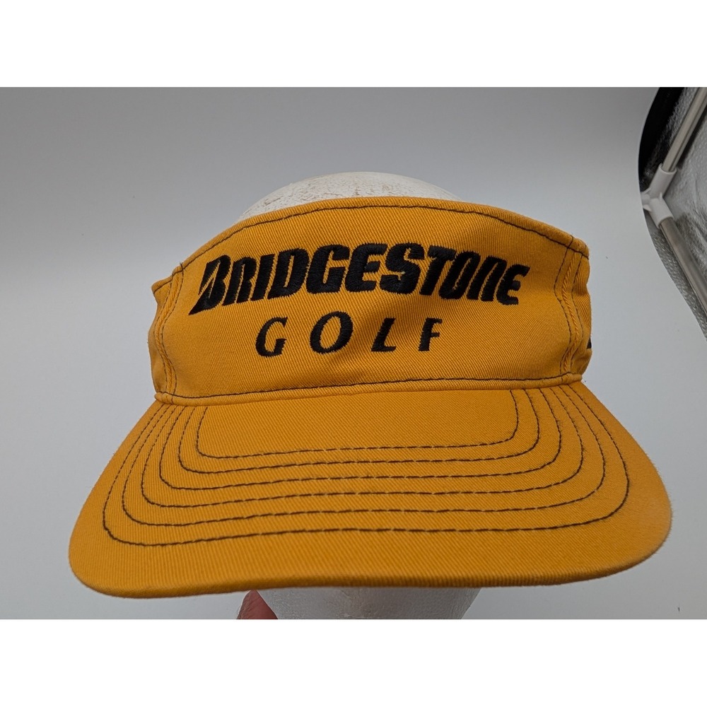 Bridgestone Golf Visor Hat Mustard Yellow Adjustable Strap Embroidered Logo